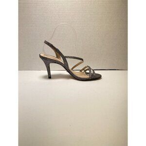 Pelle Moda Women's Pewter Rooni Mid Heel Strap Sandal Sz 8